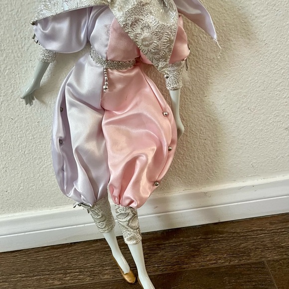 Elegant Harlequin Doll in Pastel Costume - Picture 9 of 11